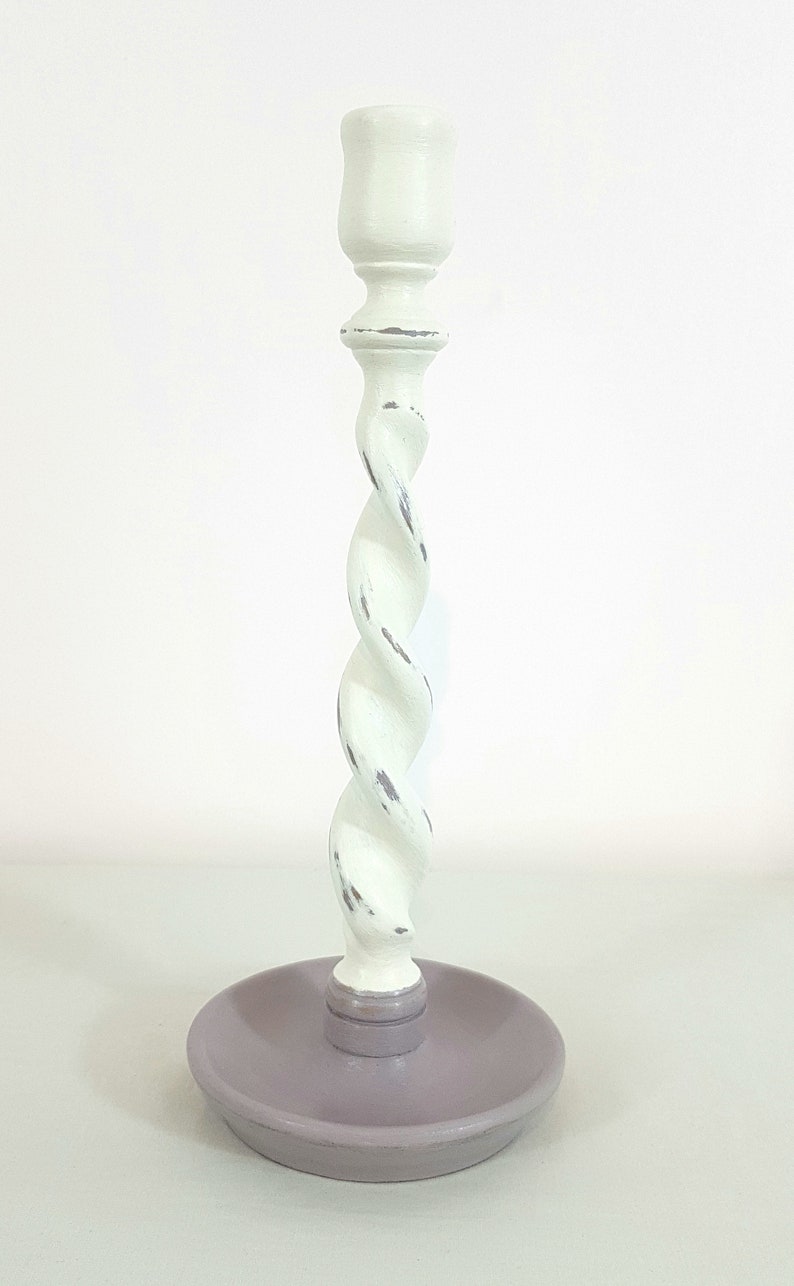 Pair of quirky barley twist candle holders handpainted Etsy