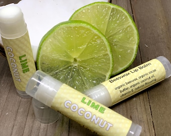 Lime Coconut Beeswax Lip Balm FREE SHIPPING in US for Orders 35.00+