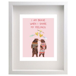 Glow Kiddo Glow 8x10 Affirmation Prints for Children - I am Brave When I Share My Feelings