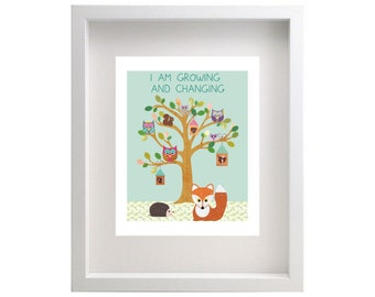 Glow Kiddo Glow 8x10 Affirmation Prints for Children - I Am Growing and Changing