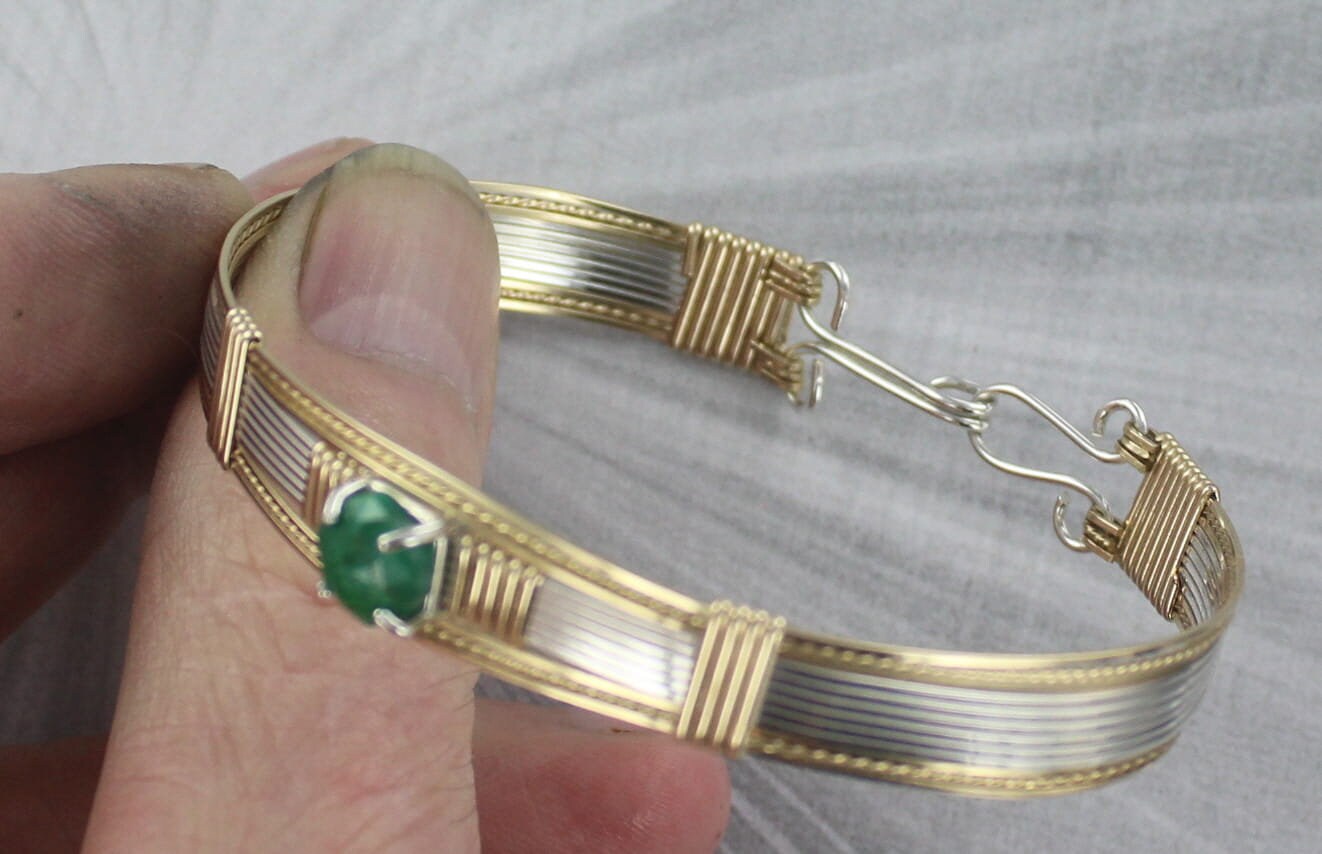 Genuine Emerald Gemstone Bracelet in Sterling Silver and