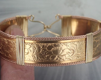 Big and Wide -- 14KT Rolled Rose Gold  -Jewelers Brass   Bracelet -  Size  6 to 8  1/2 Cuff Bracelet