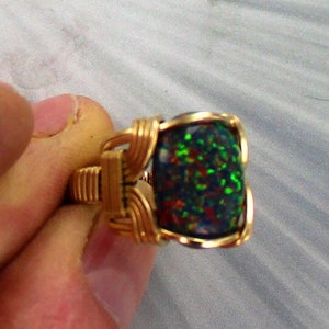 Opal Ring In  14kt Rolled Gold   -- Wire Wrapped -  14kt Rolled Gold   - Opal Jewelry