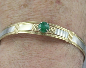 Genuine Emerald Gemstone Bracelet in Sterling Silver and