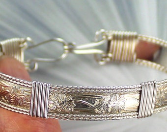 Handcrafted Sterling Silver  Cuff Bracelet sizes 5 to 9 Wire Wrapped,, Unisex,  Gift for her