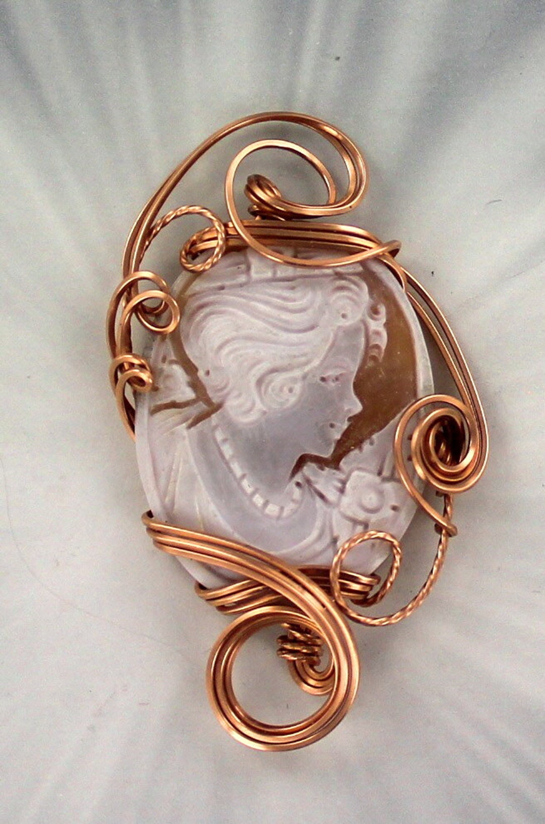 Shell Cameo Pendant Carved in Italy by Master Carvers in 14kt Rose