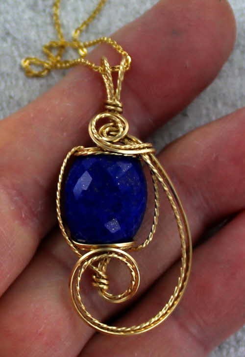 Lapis Lazuli Necklace in 14KT. Rolled Gold, Gift for Her