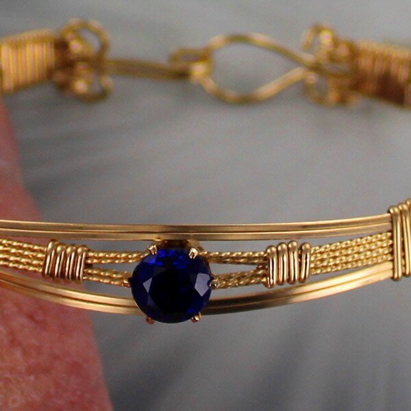 Blue Gold Bracelet Etsy