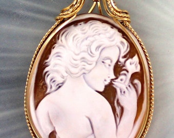Vintage Cameo  Necklace  In 14kt Rolled Gold,  Wire Wrapped, Hand Carved Cameo - Gift For Her