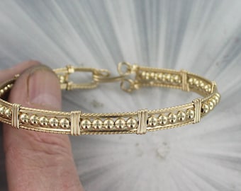 14kt Rolled Gold Bracelet Made to Order size  6 to 8 Wire Wrapped  Handcrafted- - Cuff Bracelet