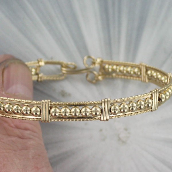 14kt Rolled Gold Bracelet Made to Order size  6 to 8 Wire Wrapped  Handcrafted- - Cuff Bracelet