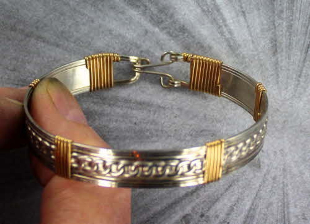 Silver and Gold Bracelet Cuff Bracelet 14kt Rolled Gold and - Etsy