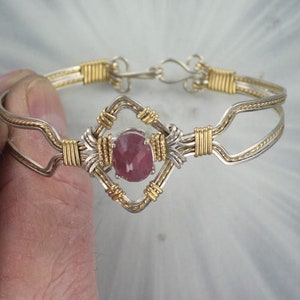 Genuine Red Ruby Gemstone Bracelet - Ruby Bracelet - Sterling Silver and 14kt Rolled Gold
