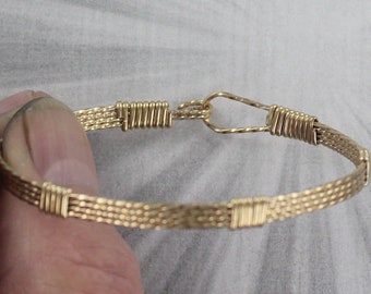 14kt Rolled Gold Bracelet Made to Order size  6 to 8 Wire Wrapped  Handcrafted