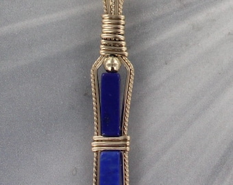 Lapis Lazuli   Necklace In 14KT. Rolled Gold, gift for her, Wire Wrapped, With Chain