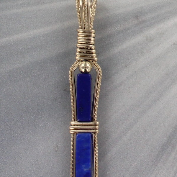 Lapis Lazuli   Necklace In 14KT. Rolled Gold, gift for her, Wire Wrapped, With Chain