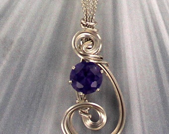 Alexandrite Pendant  - Lab Created - 925 Sterling Silver  - With Chain - Gift for her - Alexandrite   Jewelry