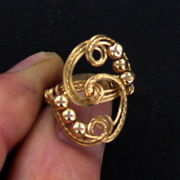 Gold Swirl  Ring In  14kt Rolled Gold   -- Wire Wrapped -- - Gift for her