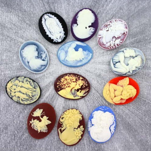 Resin Cameos -  Lot 40x30mm For Necklaces, Pendants