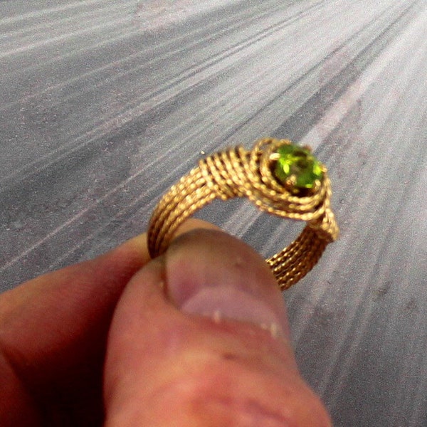 Gold Peridot Ring -  -  14kt Rolled Gold,  Made to fit, Size 5 to 15 - Peridot Jewelry