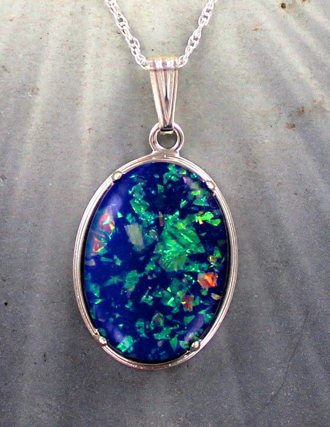 Pendentif Collier Opale Triple - Orné De Zirconium Cubique - Argent 925 - Avec Certificat - Neuf Avec étiquettes