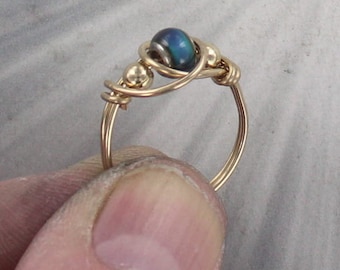 Mood Ring  --14kt Rolled Gold ---- -- Made to fit ------ Size 5 to 15 ----Wire Wrapped -  Mood Changing Jewelry