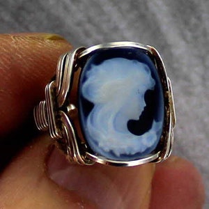 Red Agate Horse Cameo Ring in Sterling Silver Wire Wrapped size 5 to 15 Red Agate Horse Cameo Ring in Sterling Silver Wire Wrapped size 5 to 15