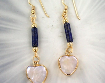 Lapis Lazuli  Gemstone   Earrings  -  14kt Rolled Gold - Wire wrapped - Gift For Her