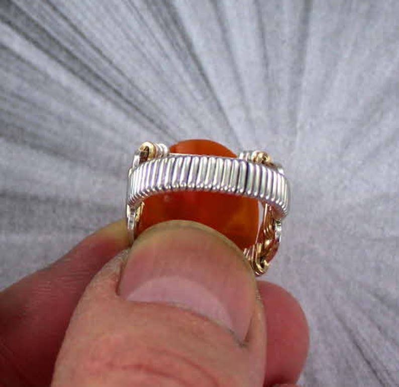 ---- Vintage Shell Cameo Ring In Sterling Silver and 14kt Rolled Gold Wire Wrapped Sizes 5 to 15 cameo jewelry