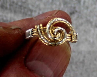 Wedding   Ring -  14kt Rolled Gold ---- -- Sterling Silver - Made To Fit ------ Size 5 To 15 -  Wire Wrapped