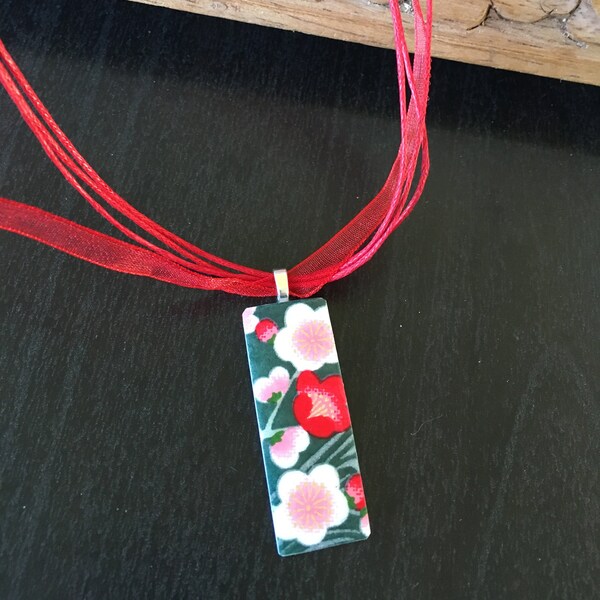 Collier en papier Washi - Long rectangulaire