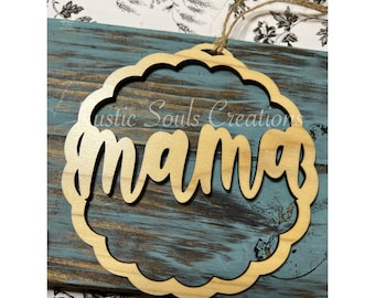 MAMA Scalloped Circle | Car Charm | DIGITAL File | SVG only | Laser Cut Files