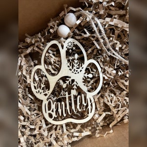 Memorial Paw Print Christmas Ornament: Personalized Pet Ornament