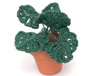 Planta Monstera de ganchillo hecha a mano / Decoración de planta de interior en maceta