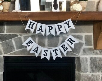 Happy Easter Cotton Garland Banner: Spring Holiday Decor