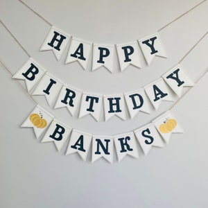 Happy Birthday banner fabric, Painted Happy Birthday banner, Birthday bunting banner, Custom birthday banner, Happy Birthday name banner