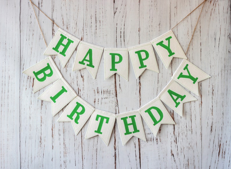 Birthday colorful garland Rainbow banner Custom string letter fabric Happy birthday banner fabric 40th birthday backdrop garland kelly green