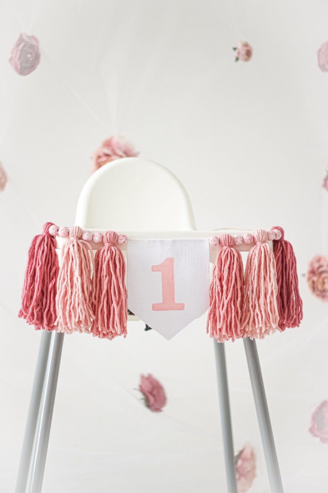 Pink 1st Birthday High Chair Banner – Sweet One Fabric Garland, Pink ...