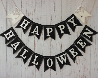 Happy halloween banner Halloween decoration outdoor Vintage halloween decor Halloween banner for mantel Halloween decoration indoor