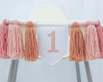 Personalized Pink High Chair Banner: First Birthday Cake Smash Decor