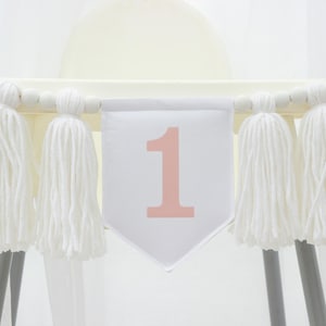 Blush Pink High Chair Banner – Sweet 1st Birthday Garland, Baby Girl Cake Smash Decor
