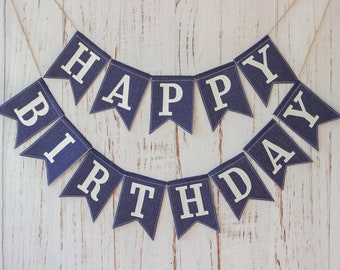 Happy birthday bluey banner personalized, custom nursery name sign navy bunting, personalized grandma sign garland