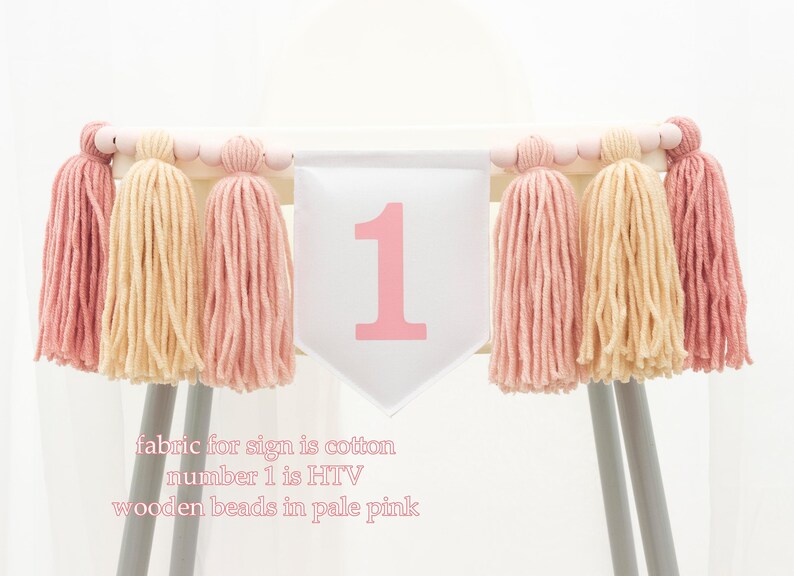 Pink Tassel High Chair Banner: First Birthday Decor image 4