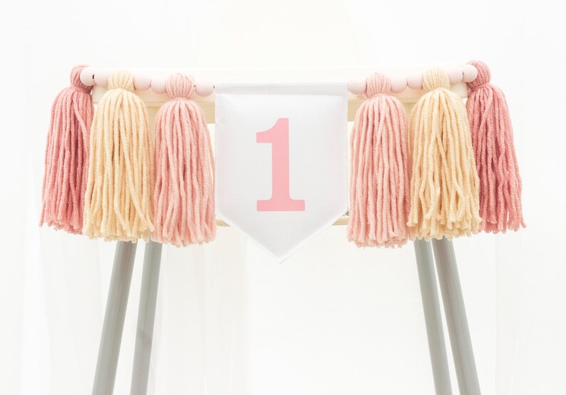 Pink Tassel High Chair Banner: First Birthday Decor image 3