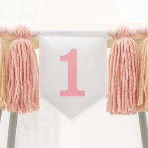 Baby Girl High Chair Banner, Pink Tassel Garland, One Highchair Banner Fabric, Shades of Pink Birthday Banner, Smash Cake Garland Pink