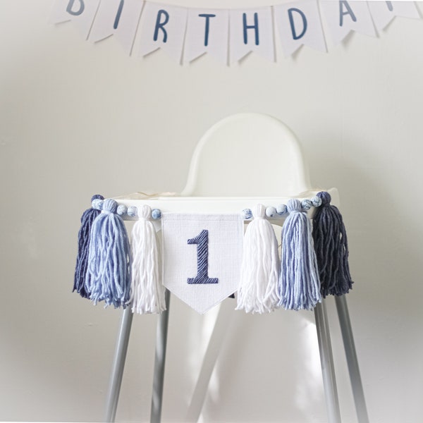 Marine Kinderhochstuhl Girlande, Gesticktes 1. Geburtstag Banner, Baby Junge 1