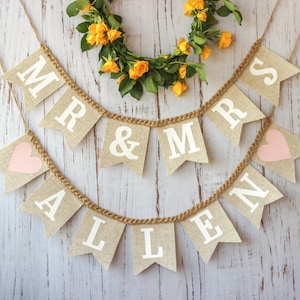 Personalized Mr & Mrs Burlap Banner: Rustic Wedding Decor