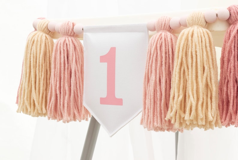 Pink Tassel High Chair Banner: First Birthday Decor image 2