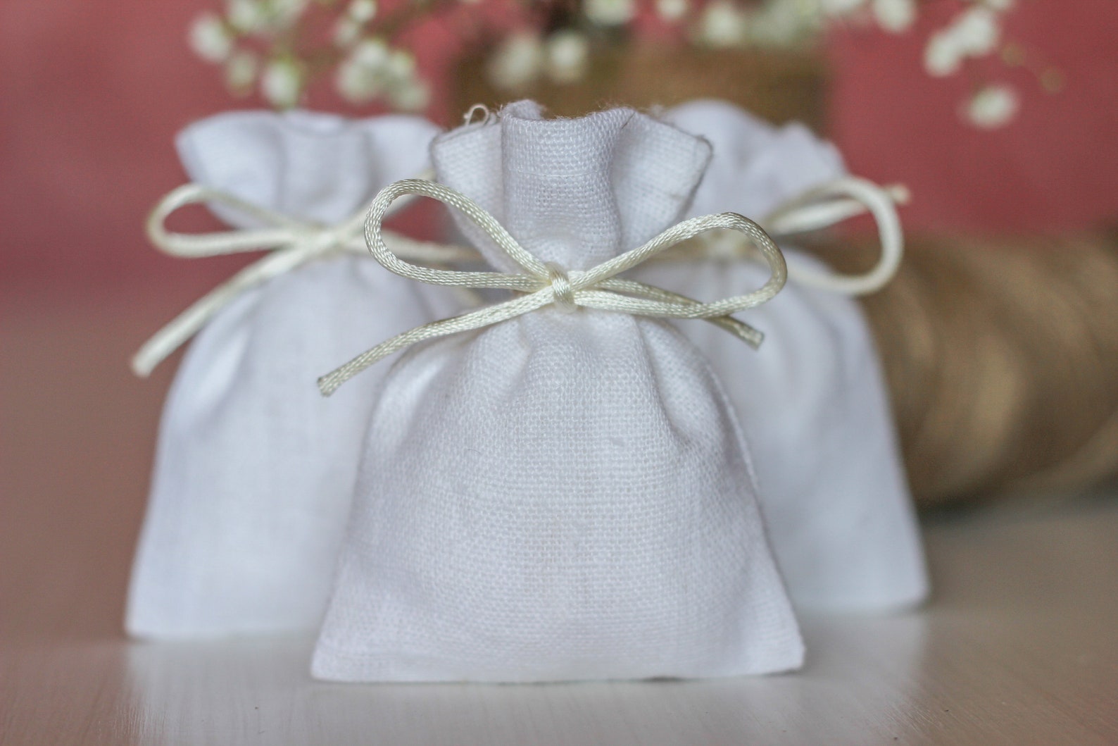 White Linen Bags Burlap Bags for Favors Small Fabric Pouch Etsy