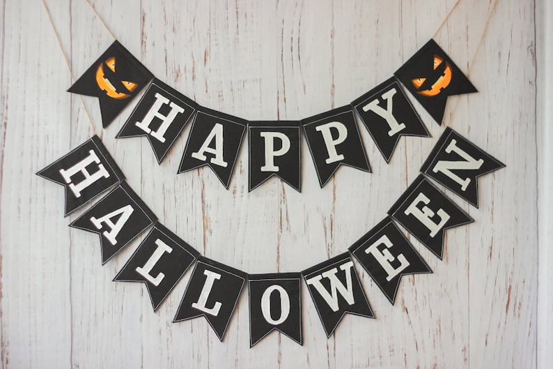 Happy Halloween decoration garland Halloween banner Happy Halloween garland Halloween decoration outdoor Vintage halloween decor image 2